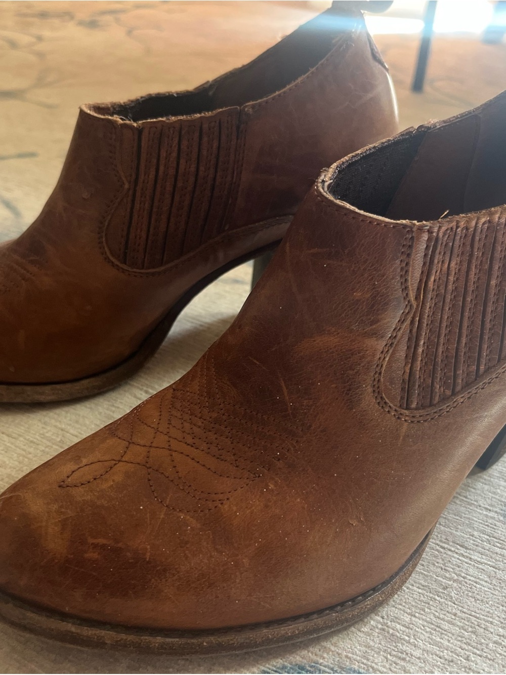 Frye Brown Leather Western Ankle Boots - Picture 2 of 8